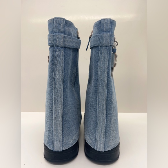 Givenchy Shark Lock Biker Ankle Boots in Denim - Picture 9 of 13
